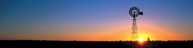 Windmill in the background at sunset